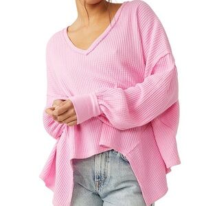 Coraline Waffle Knit V-Neck Long Sleeve Thermal